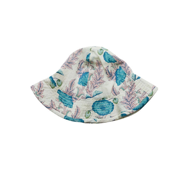 Pink Chicken Mosaic Blue Gilded Floral Sun Hat