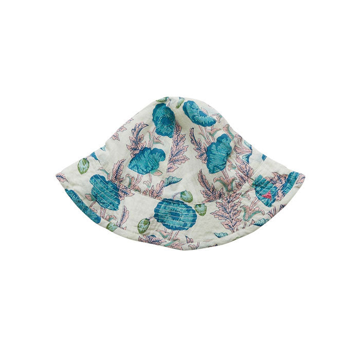 Pink Chicken Mosaic Blue Gilded Floral Sun Hat