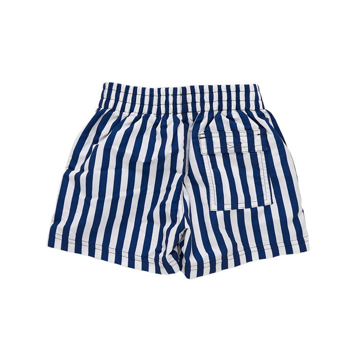 Pink Chicken Swim Trunks - Navy Stripe