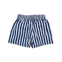 Pink Chicken Swim Trunks - Navy Stripe