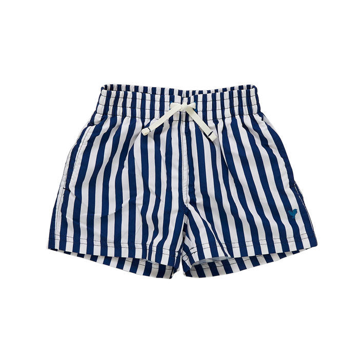 Pink Chicken Swim Trunks - Navy Stripe