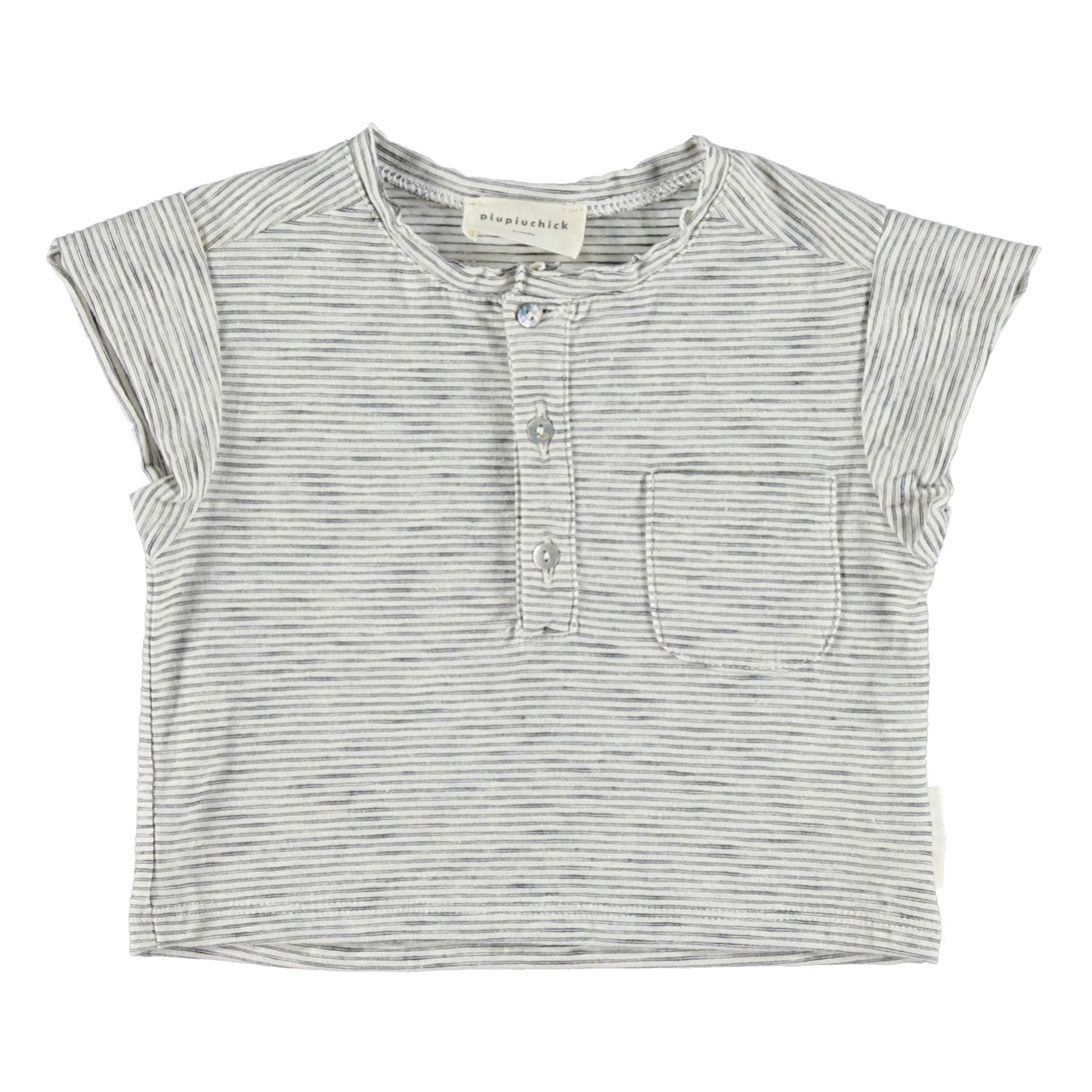 Piupiuchick Off White Striped Buttoned Baby Tee