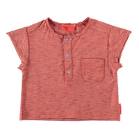 Piupiuchick Red Striped Buttoned Baby Tee