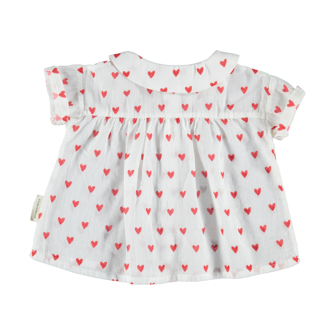 Piupiuchick Red Heart Print Baby Collar Blouse
