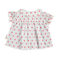 Piupiuchick Red Heart Print Baby Collar Blouse
