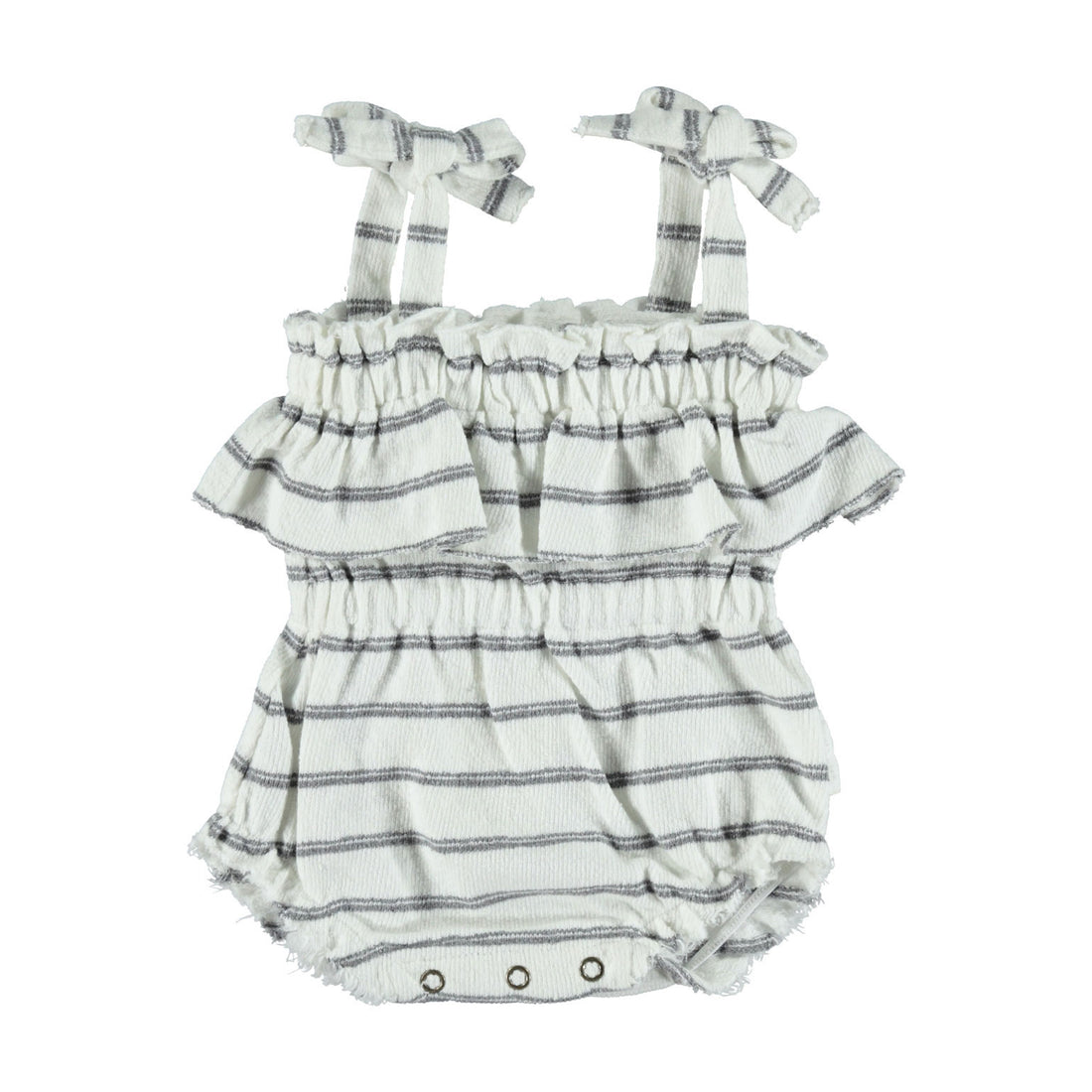 Piupiuchick Grey Stripes Waisted  Frill Playsuit
