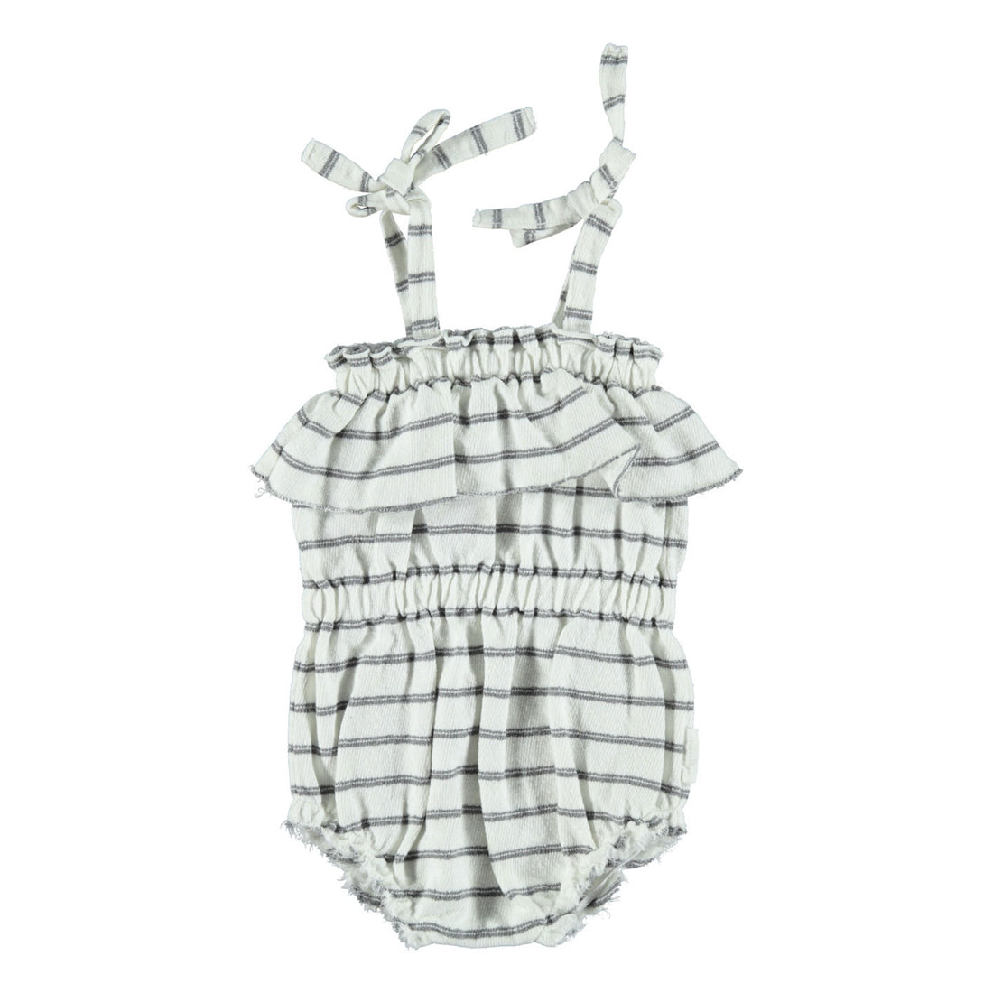 Piupiuchick Grey Stripes Waisted  Frill Playsuit
