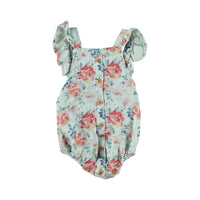 Piupiuchick Flowers Linen Frill Romper