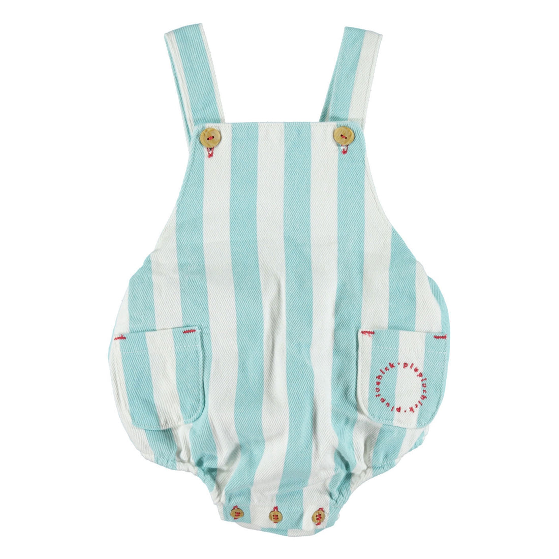 Piupiuchick Light Blue Stripes Pocket Romper