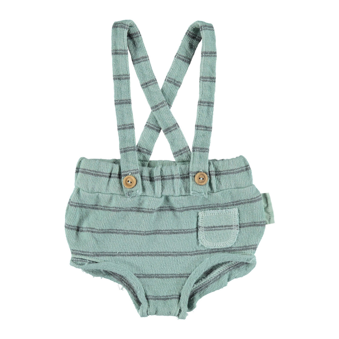 Piupiuchick Sage Green Striped Shorties with Straps
