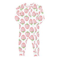 Pink Chicken Baby Bamboo Romper - Strawberries