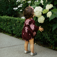 Pink Chicken Brooke Bubble - Burgundy Embroidery