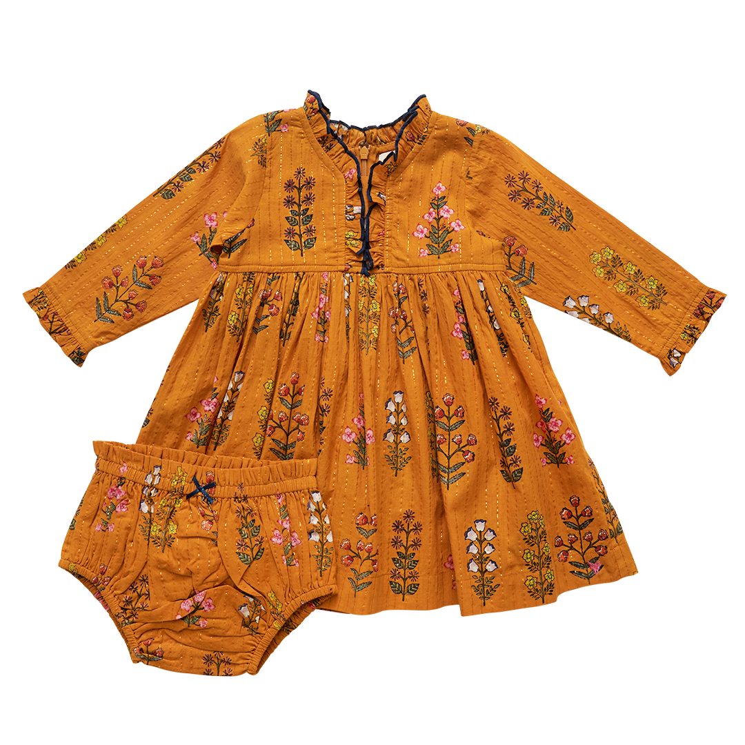 Pink Chicken Vera Dress Set - Gold Field Floral