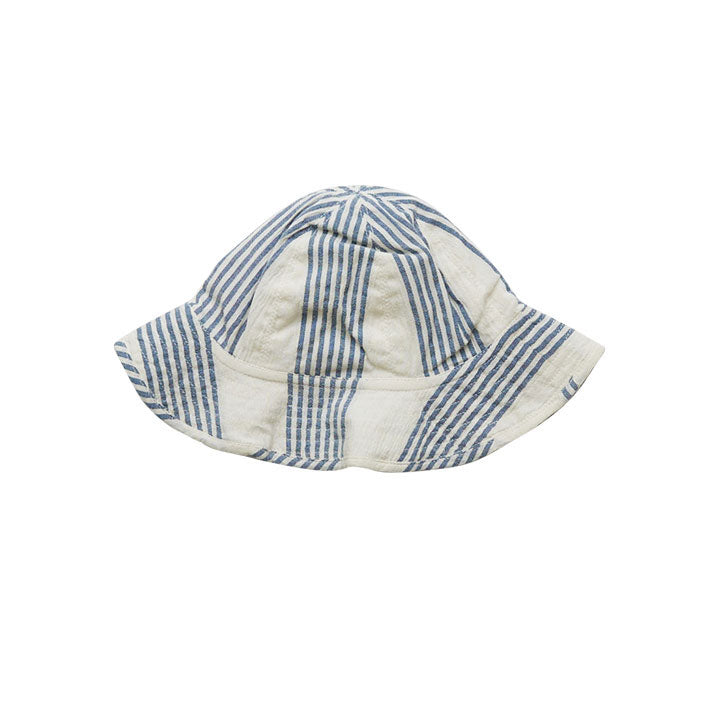 Pink Chicken Antique White/Navy Column Stripe Sun Hat