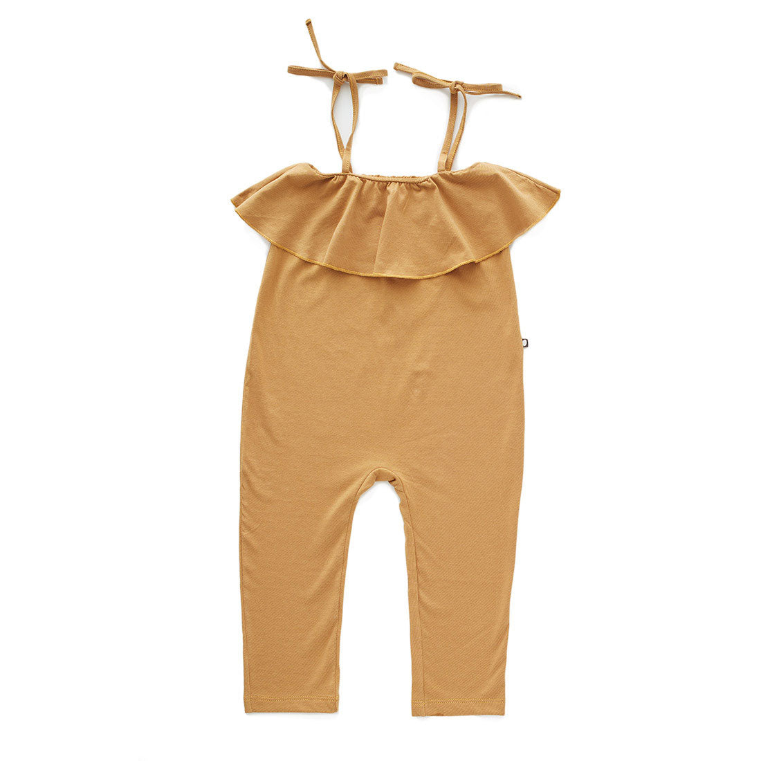Oeuf Ochre Ruffle Jersey Overall
