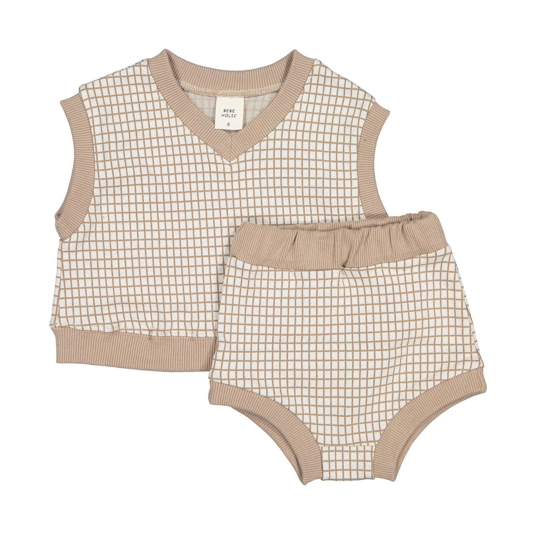 Bebe Holic sets Bebe Holic Beige Tabi Vest Bottom Set