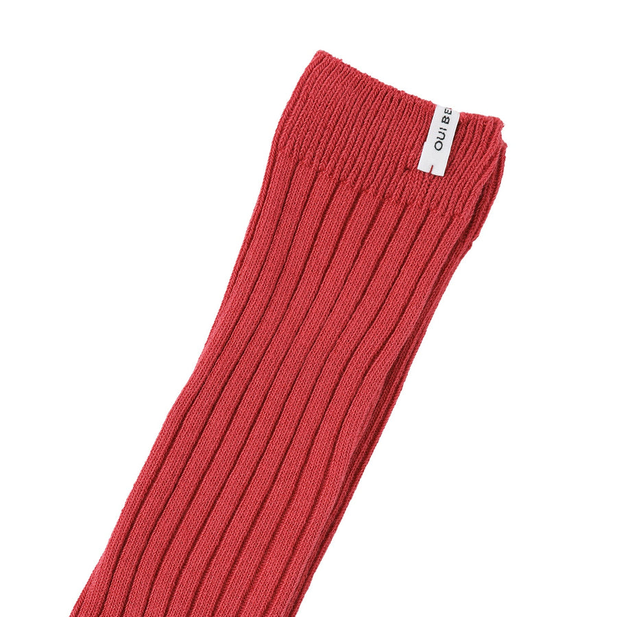 Bene Bene accessories Bene Bene Carmine Red Oui Long Ribbed Socks