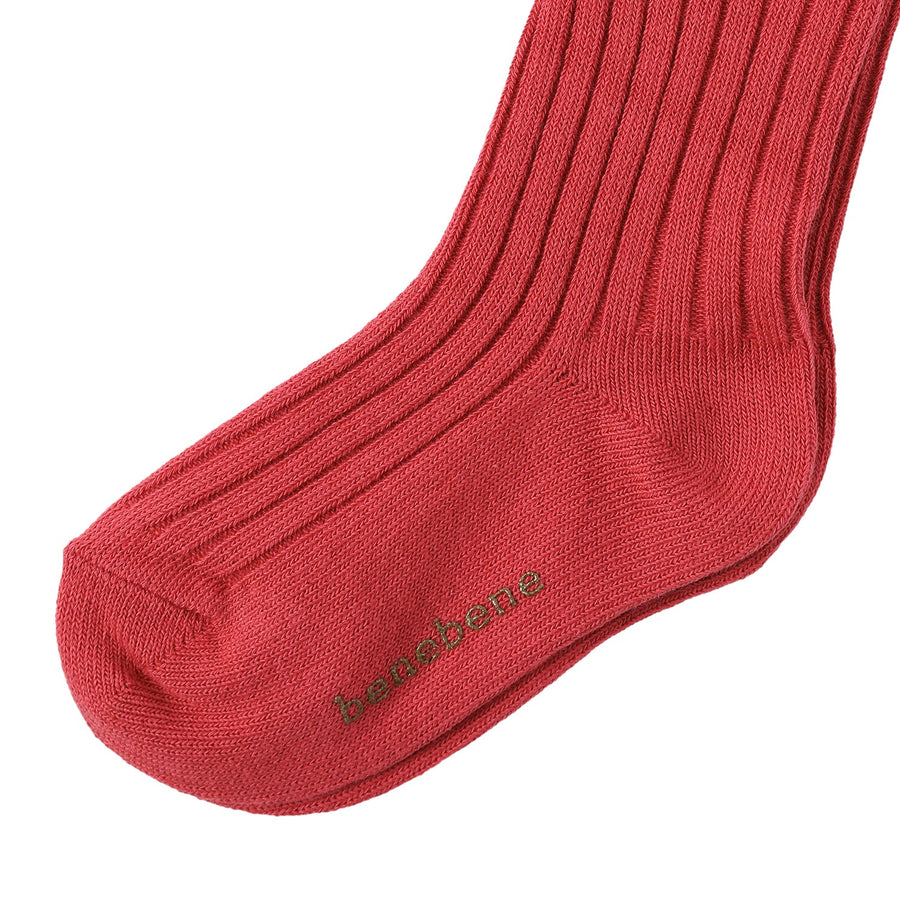 Bene Bene accessories Bene Bene Carmine Red Oui Long Ribbed Socks