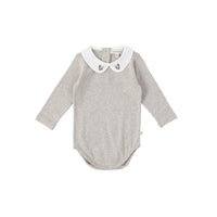 Bene Bene bodysuits Bene Bene Oatmeal Baby Wheatflower Stitch Bodysuit