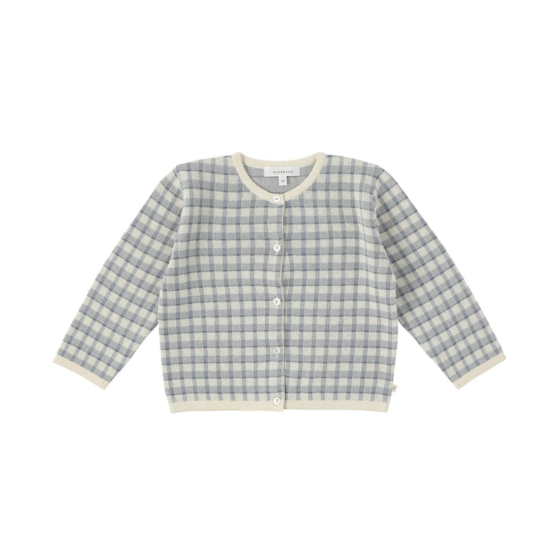 Bene Bene knitwear Bene Bene Grayish Blue Vintage Check Knit Cardigan