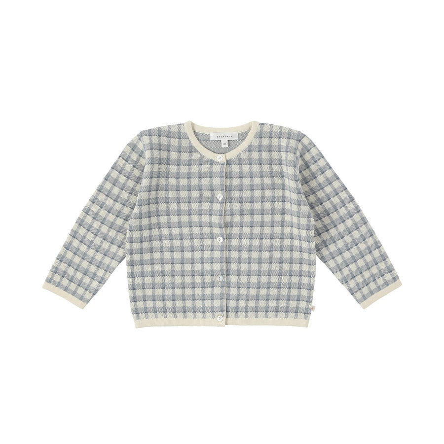 Bene Bene knitwear Bene Bene Grayish Blue Vintage Check Knit Cardigan