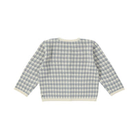 Bene Bene knitwear Bene Bene Grayish Blue Vintage Check Knit Cardigan