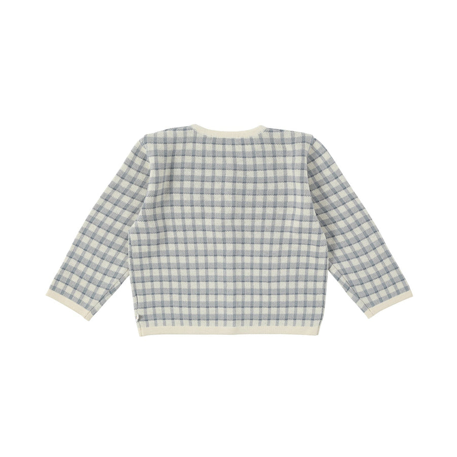 Bene Bene knitwear Bene Bene Grayish Blue Vintage Check Knit Cardigan