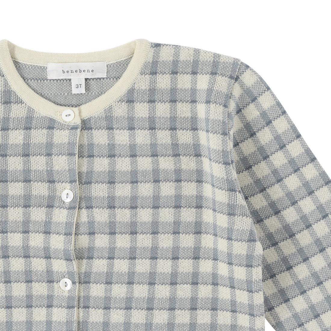 Bene Bene knitwear Bene Bene Grayish Blue Vintage Check Knit Cardigan