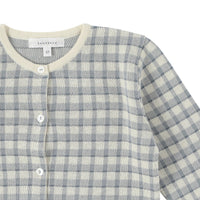 Bene Bene knitwear Bene Bene Grayish Blue Vintage Check Knit Cardigan