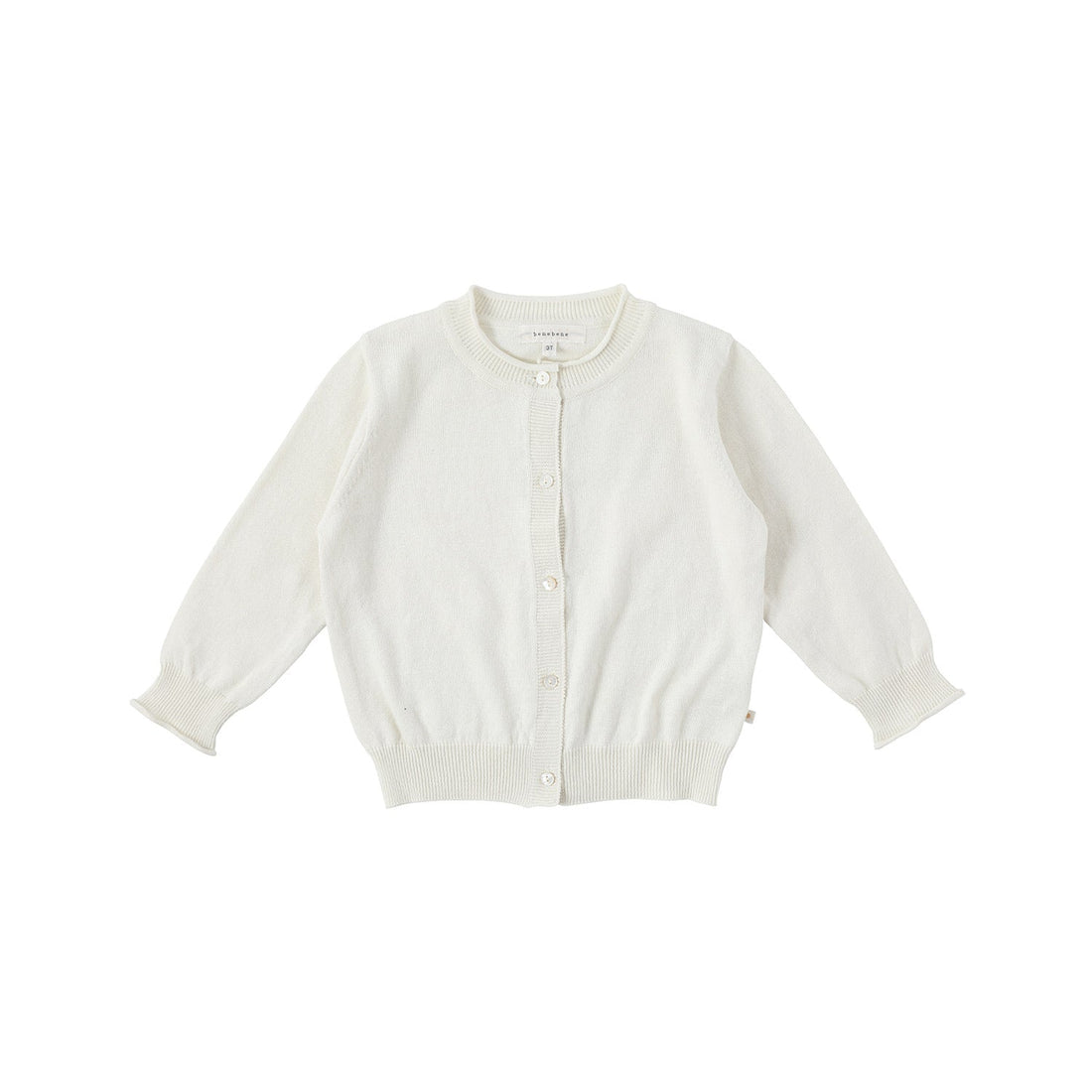 Bene Bene knitwear Bene Bene Lemon Ecru Cotton Curly Knit Cardigan