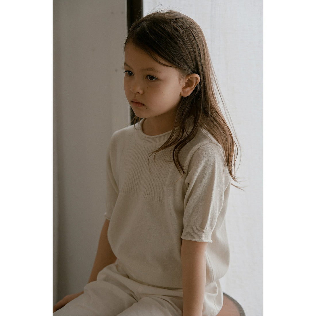Bene Bene knitwear Bene Bene Lemon Ecru Cotton Curly Knit Top