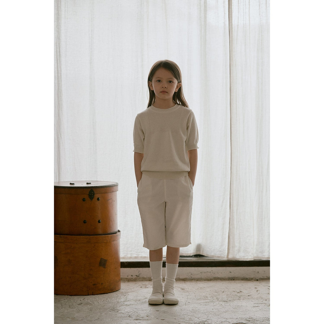Bene Bene knitwear Bene Bene Lemon Ecru Cotton Curly Knit Top