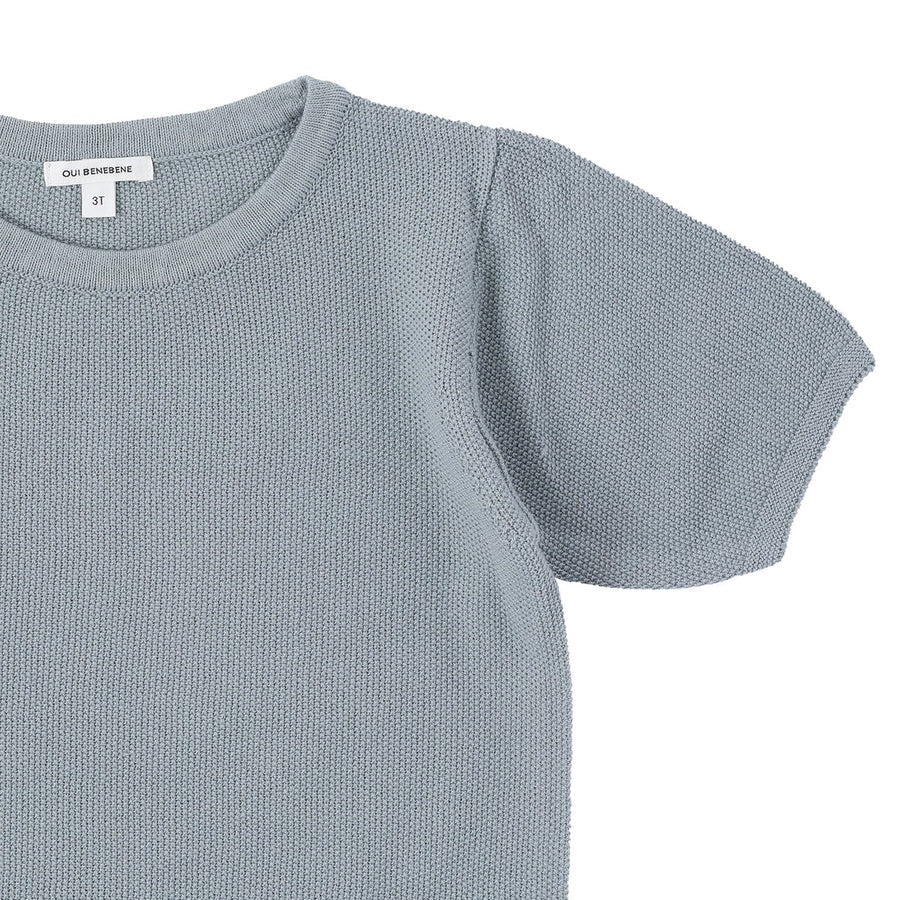 Bene Bene knitwear Bene Bene Light Blue Thin Waffle Knit Top