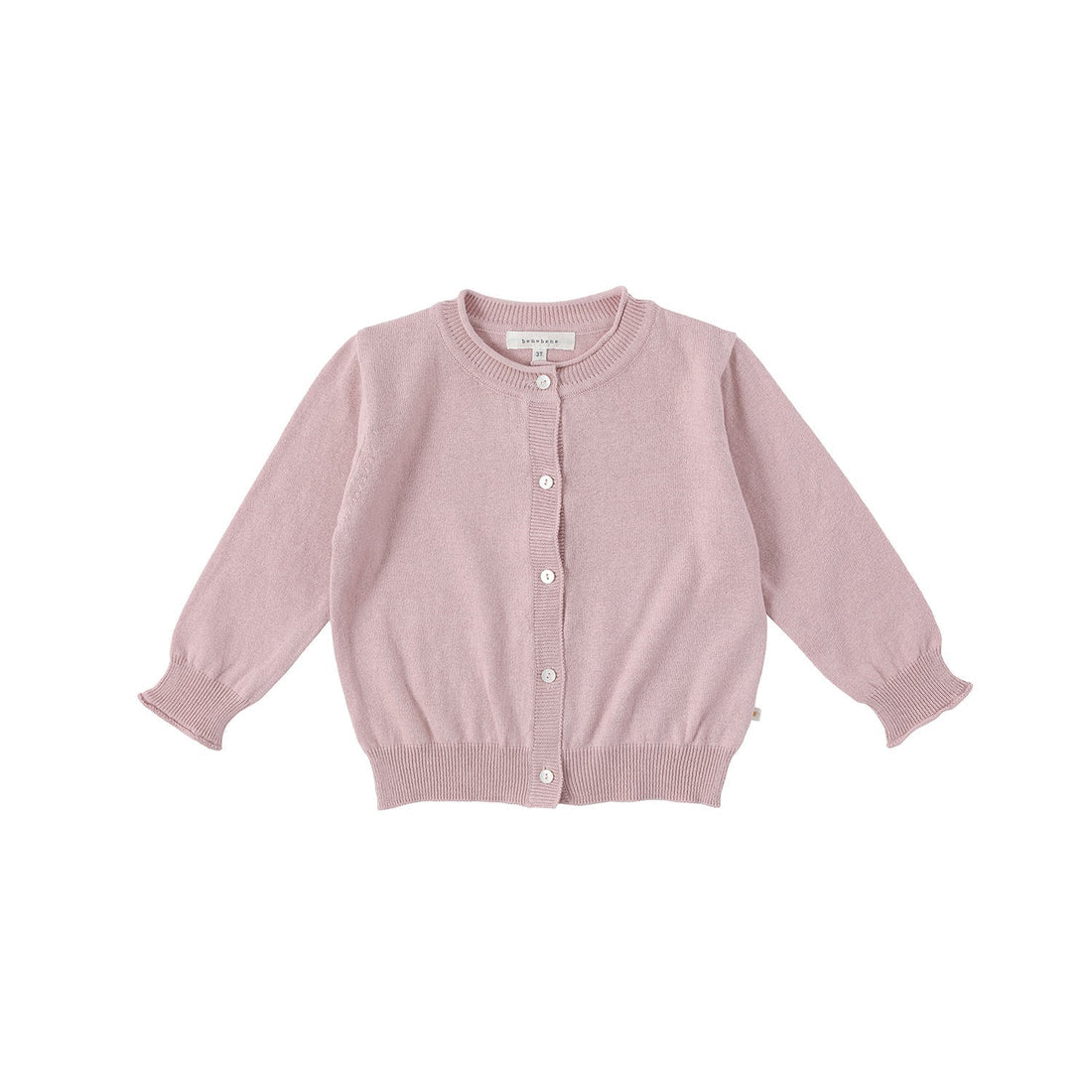 Bene Bene knitwear Bene Bene Pink Cotton Curly Knit Cardigan