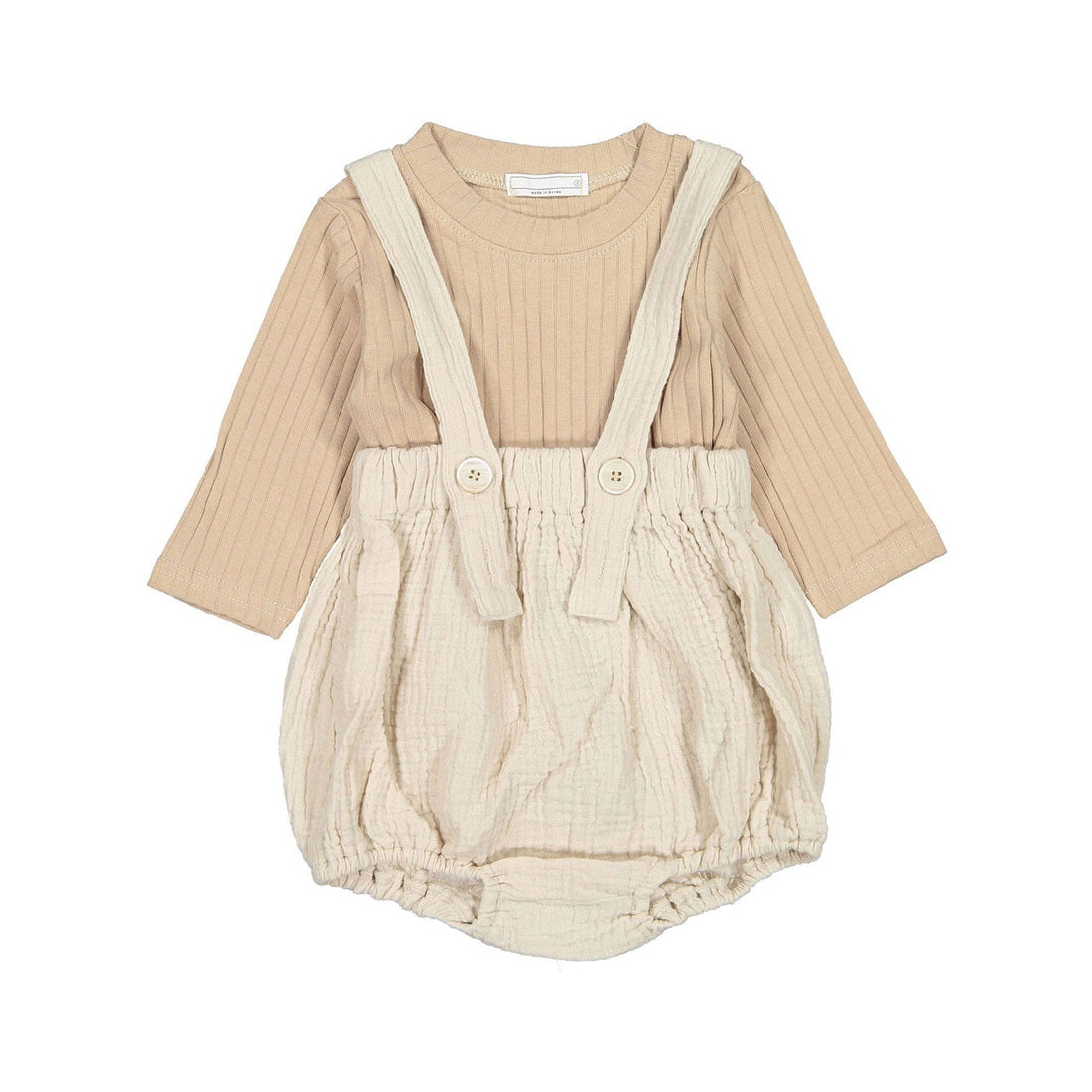 BLACK BEAN sets Black Bean Beige + Brown Tee Bebe Rabian Dungarees Tee Set