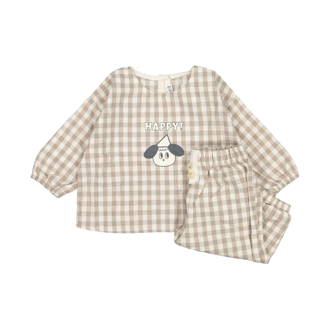 BLACK BEAN sets Black Bean Check Bebe Happy Top Bottom Set