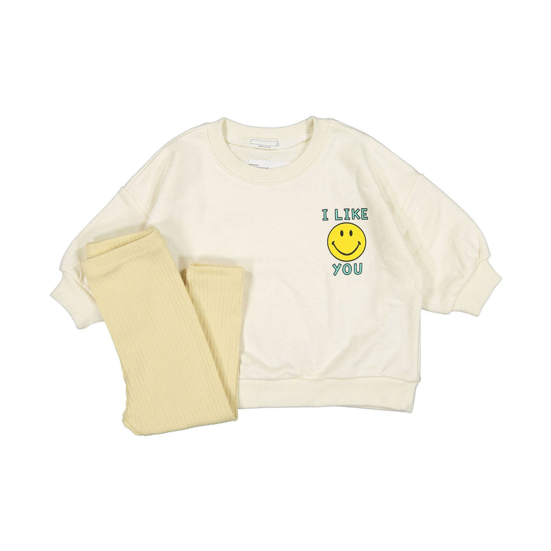 BLACK BEAN sets Black Bean Ivory+Light Yellow Leggings Bebe Like Top Bottom Set
