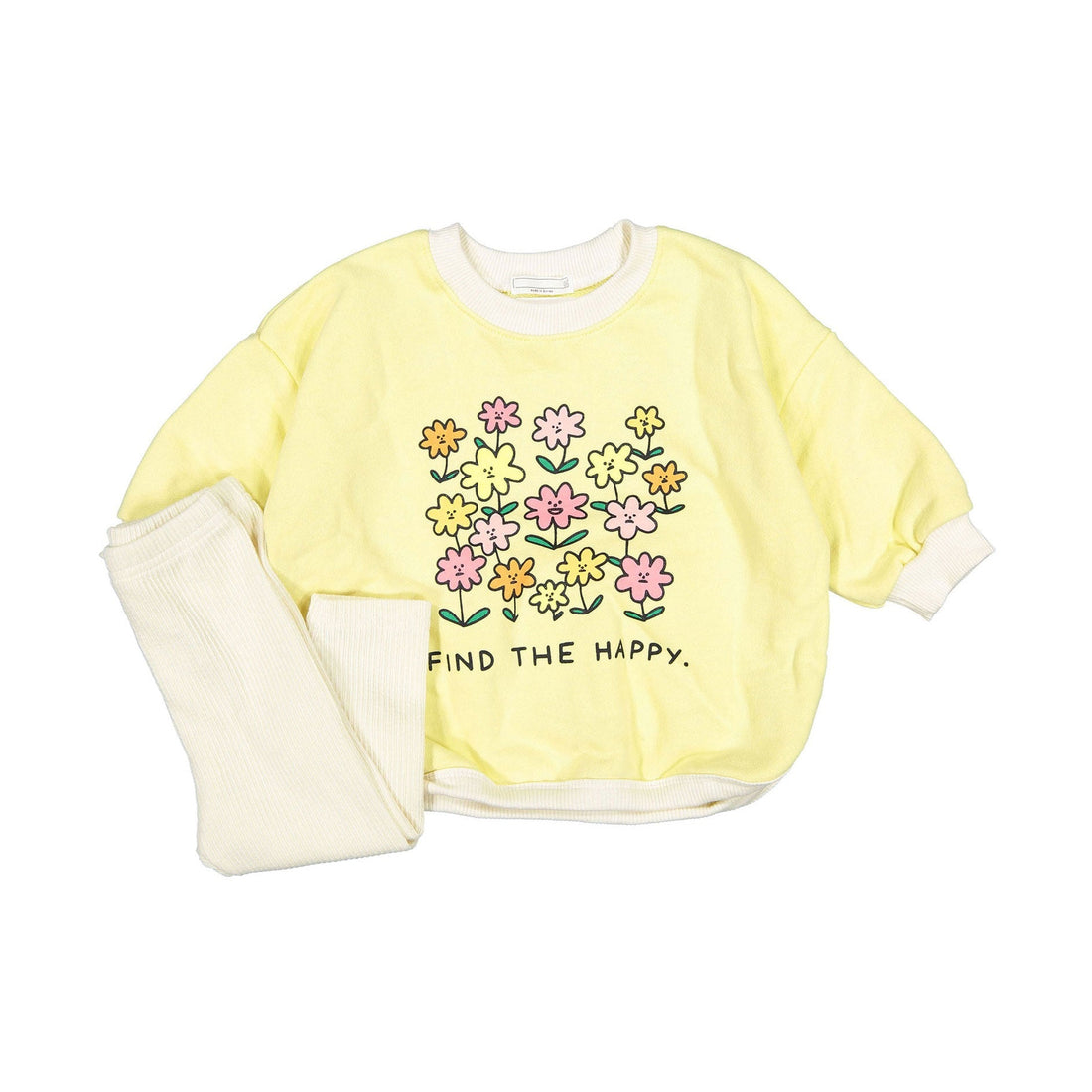BLACK BEAN sets Black Bean Yellow +Ivory Leggings Bebe Vitamin Top Bottom Set