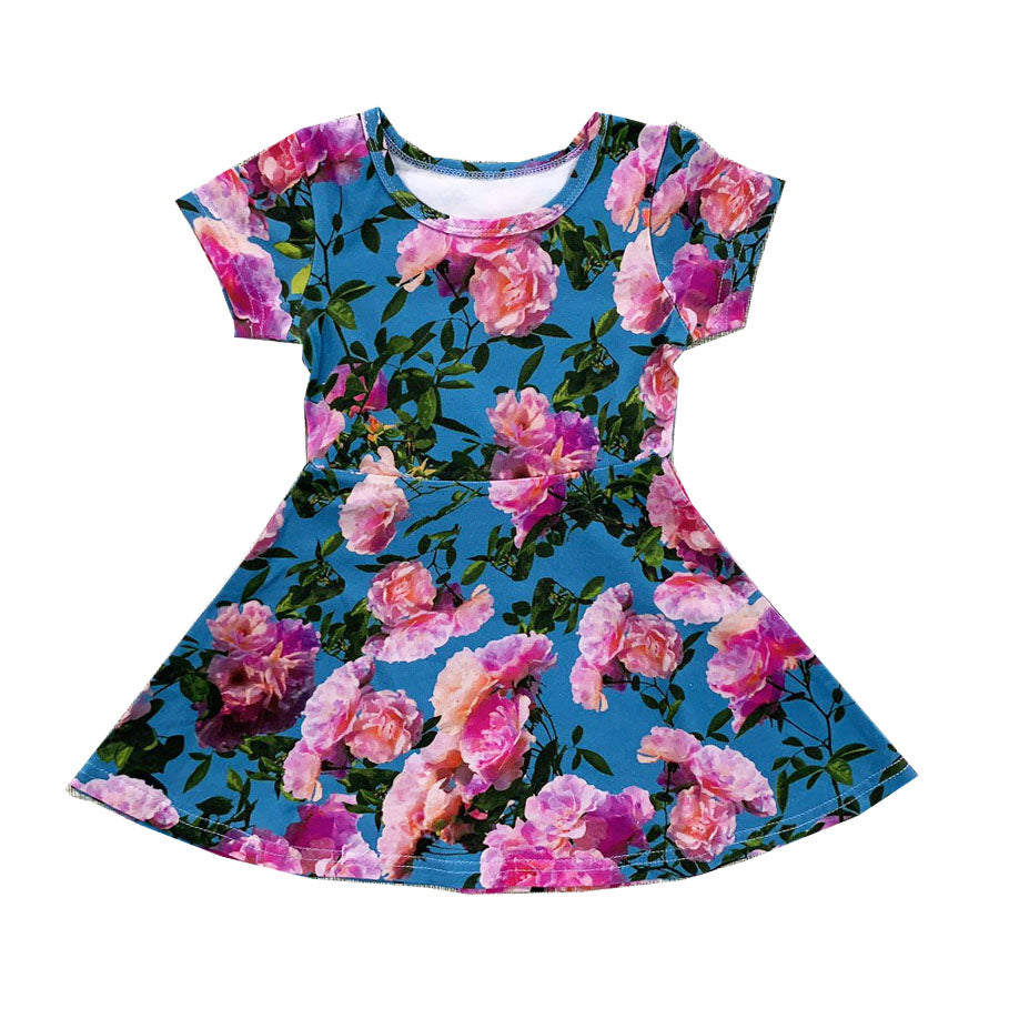 Romey Loves Lulu Pink Blue Flowers Skater Dress