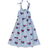Bonmot dresses Bonmot Mid Blue Watermelons Strap Dress