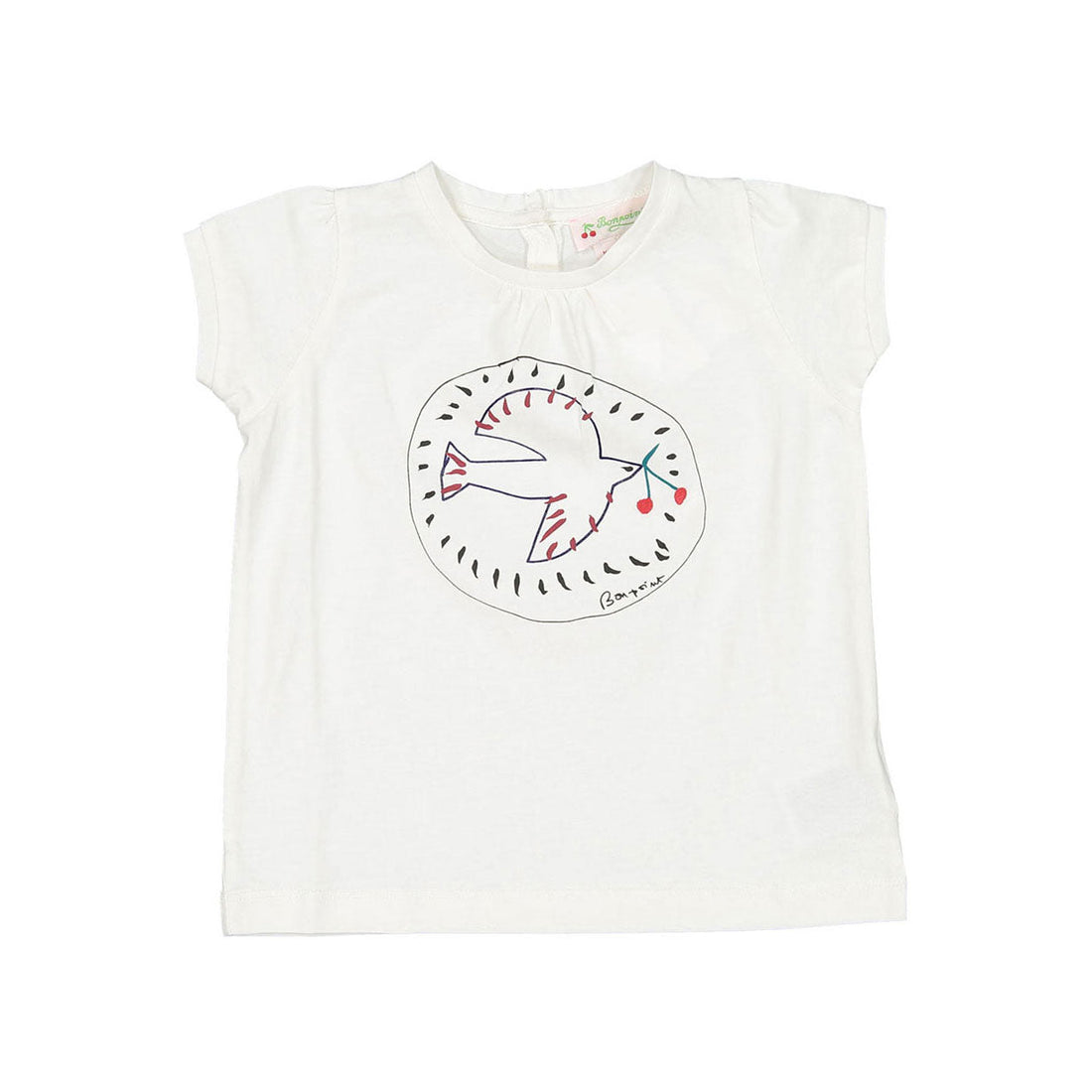 Bonpoint tees Bonpoint White Bird Drawing Baby Tee
