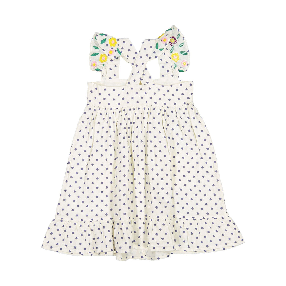 Bonton dresses Bonton Blue Dot Embroidered Elodie Dress
