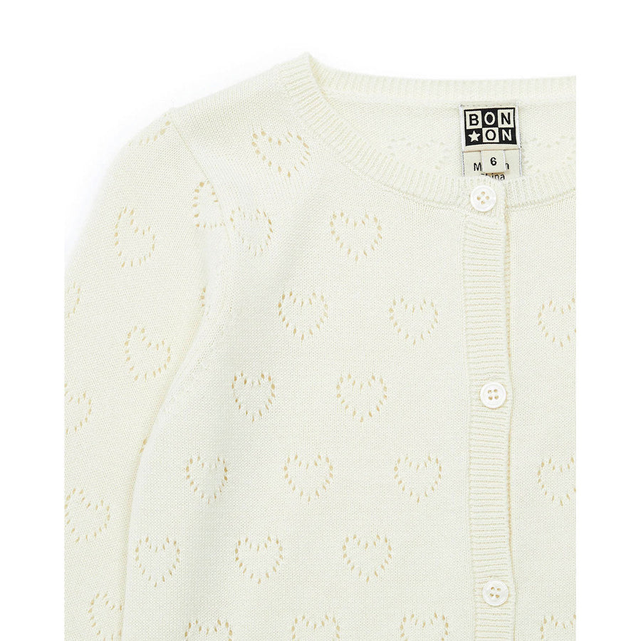 Bonton knitwear Bonton Cream Knit Openwork Cardigan