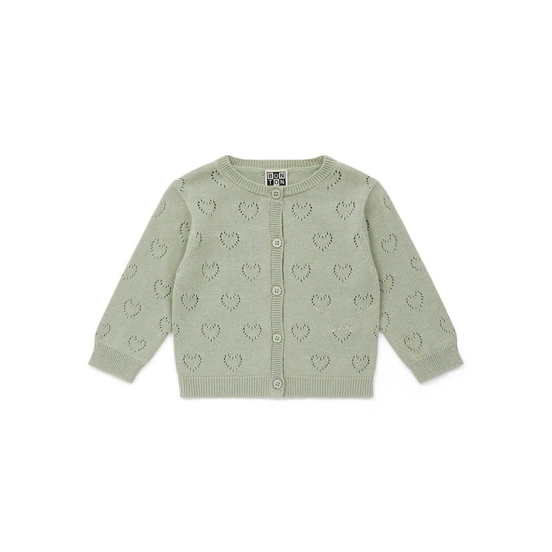 Bonton knitwear Bonton Green Openwork Baby Cardigan