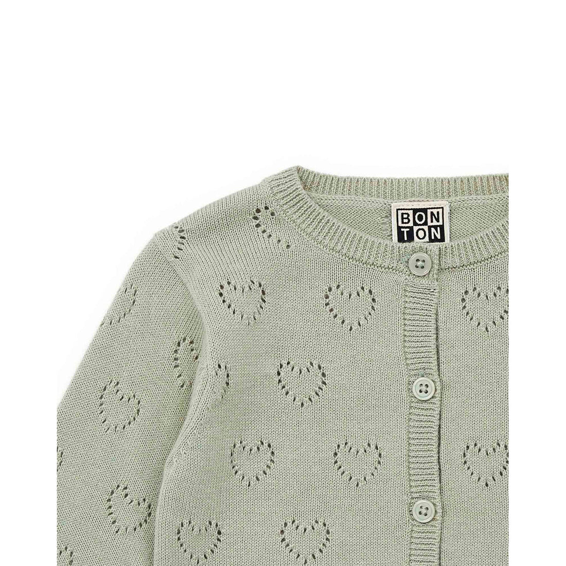 Bonton knitwear Bonton Green Openwork Baby Cardigan