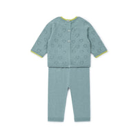 Bonton sets Bonton Light Blue Openwork Knit Baby Set