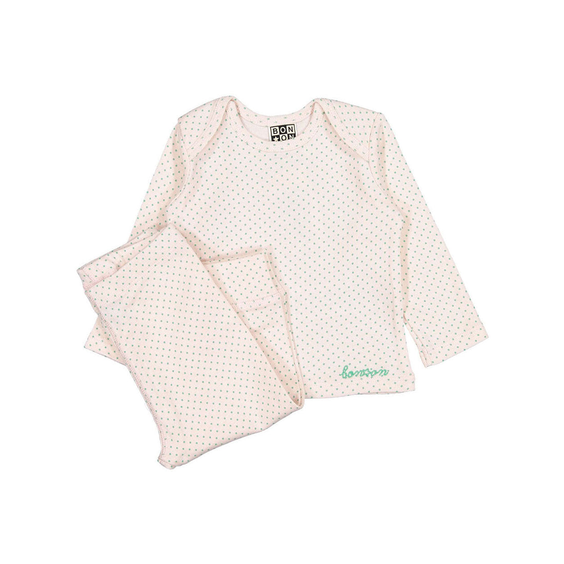 Bonton sets Bonton Pale Rose Ribbed Pois Baby Set