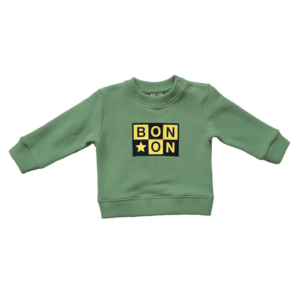 Bonton sweatshirts Bonton Green Gaspard Logo Baby Sweatshirt