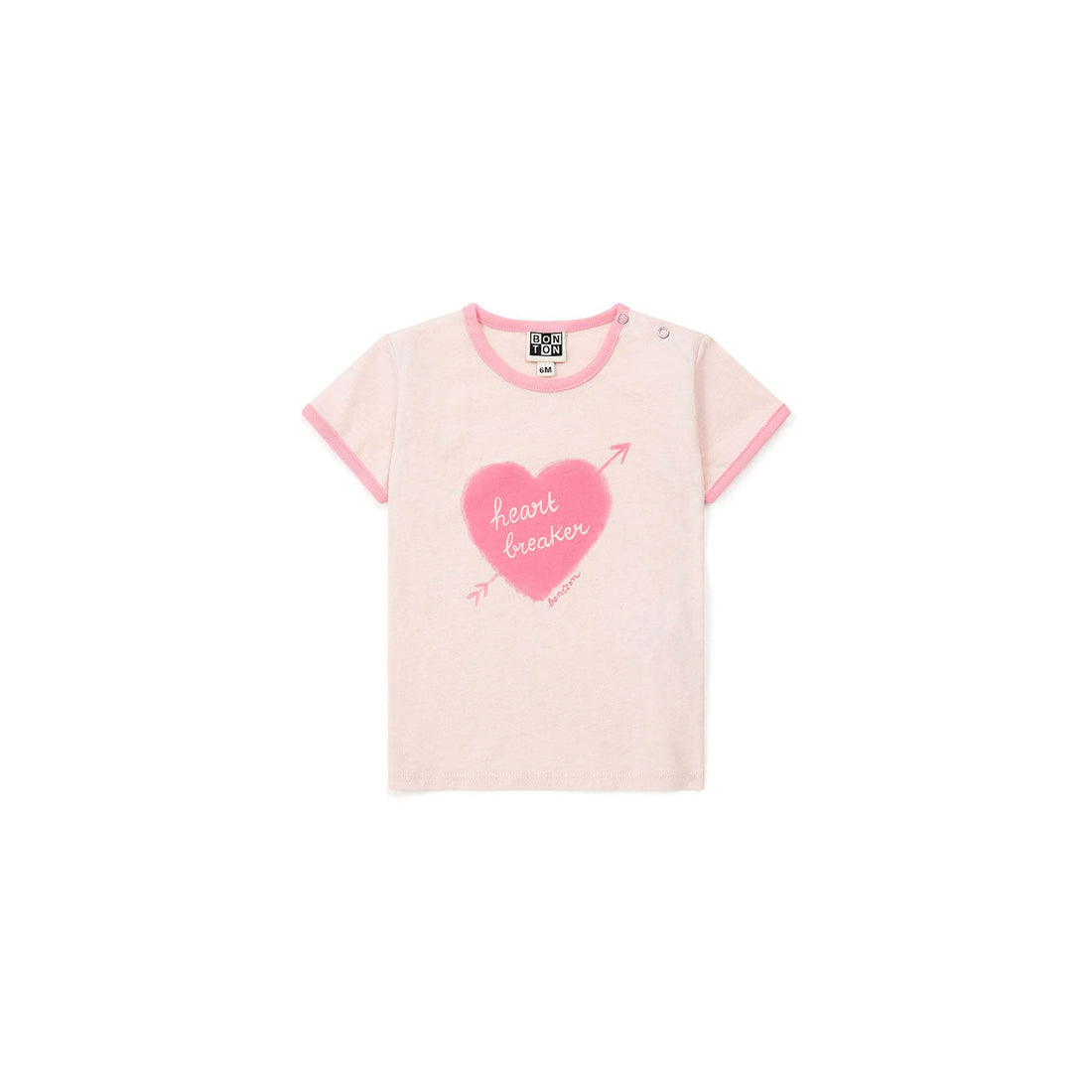 Bonton tees Bonton Pale Rose Heart Baby Tee