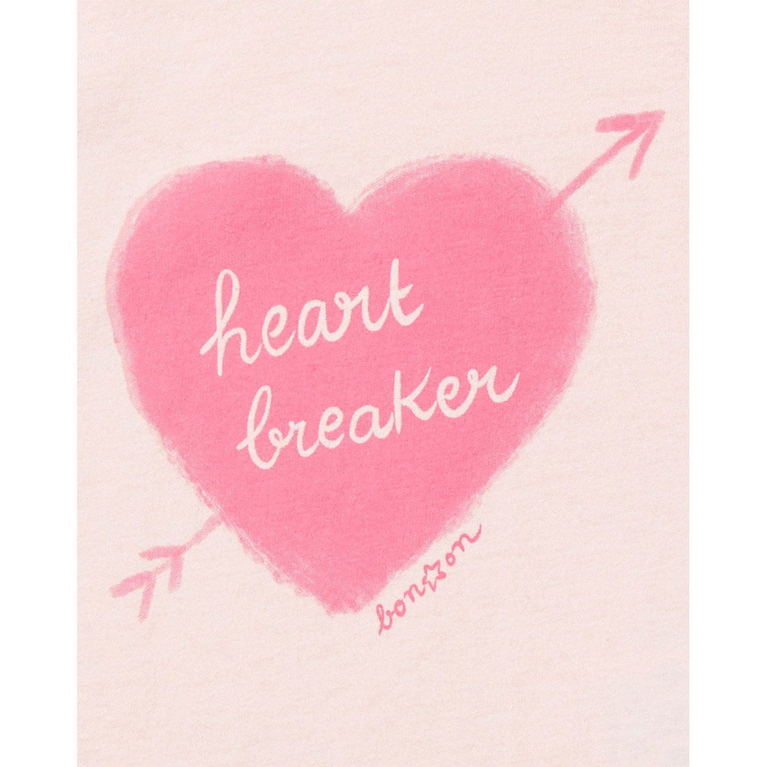 Bonton tees Bonton Pale Rose Heart Baby Tee